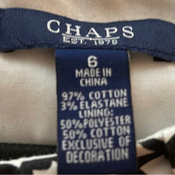 Vintage Chaps White black Patterned-Sheath-Dress with pockets 6 - Picture 7 of 7